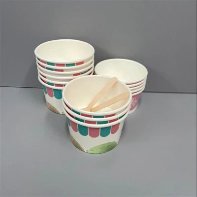 גביע נייר גלידה מודפס בגודל 8 oz בהתאמה אישית